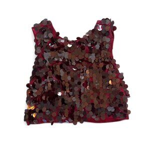 Burgundy Disc Sequin Party Top
